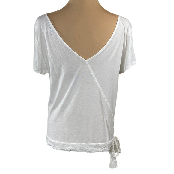 Loft T-Shirt V-Back Side Tie White L Large Cotton Modal Short Sleeve - Picture 3 of 5